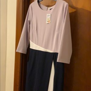 Lovely tricolor dress lavender, cream, navy